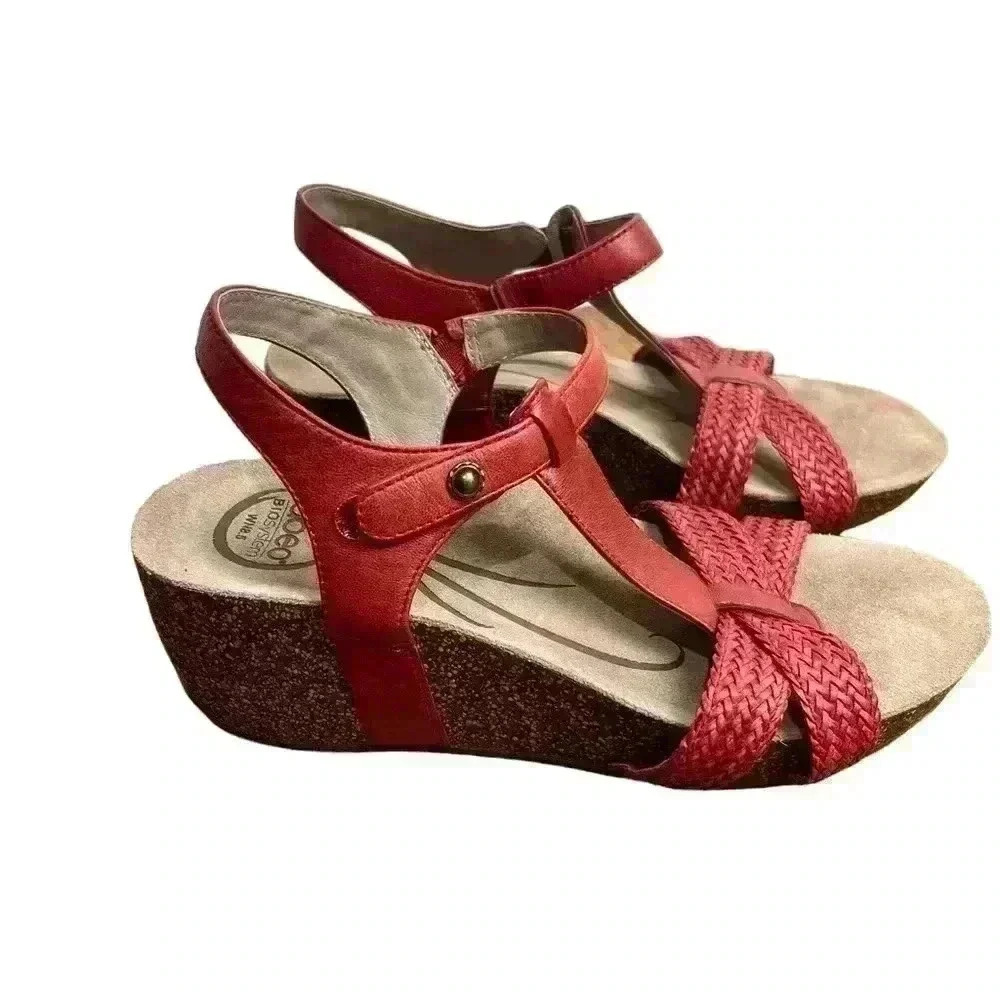 ABEO Urmy Neutral Support Wedge Sandals Red Size 8.5
